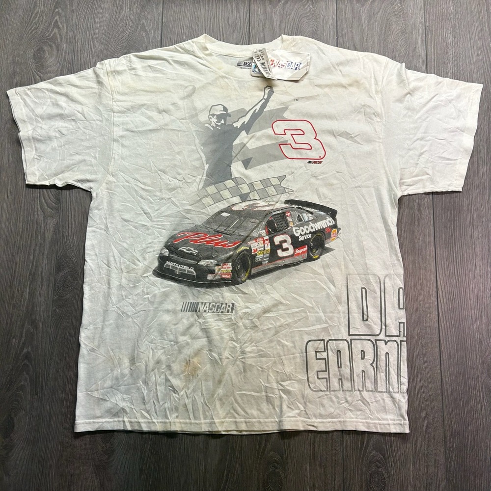 Vintage NASCAR Dale Earnhardt Sr 3 Goodwrench T-Shirt White 2XL Y2K NWT Stained